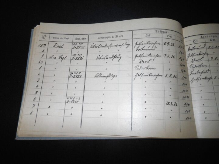 WW2 German Luftwaffe Flugbuch - FLIGHT LOG BOOK #1 - FLIGHT INSTRUCTOR - RARE! - Image 9