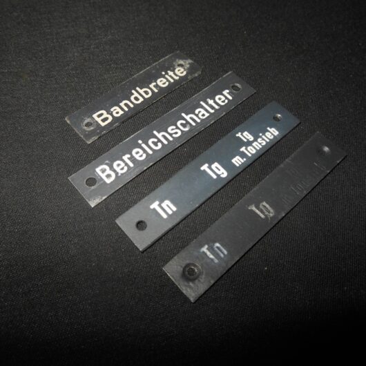 WW II German LW WH KM FuG Funkgerat - RADIO DATA PLATE SET #13 - TORN KWE PANZER