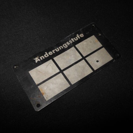 WW2 German Aircraft Typenschild - " ÄNDERRUNGSSTUFE " - Me109 G & K - RARE!