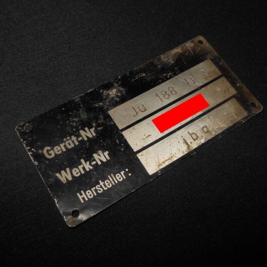 WW2 German Luftwaffe Aircraft Typenschild - MAIN DATA PLATE - Ju188 D-2 - NICE!