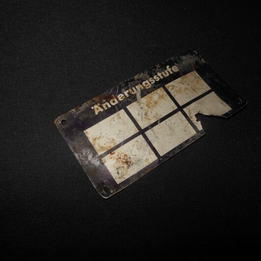 WW2 German Luftwaffe Änderungsstufe Typenschild - DATA PLATE - Me109 - RARE!