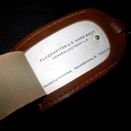 WW2 German Luftwaffe Gepäckanhänger - LUGGAGE TAG - Gruppenführer Hans Baur - RARE!