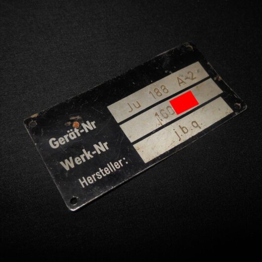 WW2 German Luftwaffe Typenschild - AIRCRAFT MAIN DATA PLATE - Ju188  D-DAY LOSS