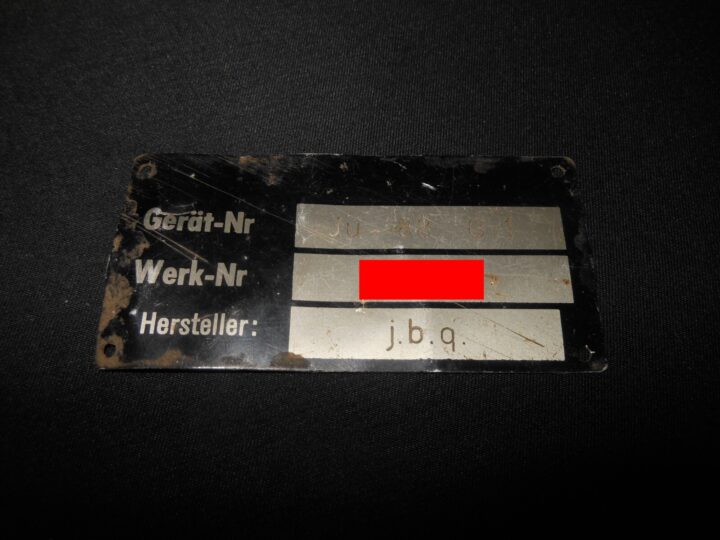 WW2 German Luftwaffe Typenschild - AIRCRAFT MAIN DATA PLATE - Ju88 G-1 - RARE - Image 3