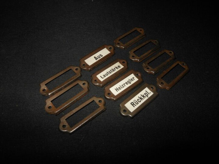 WW II German LW WH KM FuG Funkgerat - RADIO DATA PLATE SET #9 - TORN KW.E PANZER