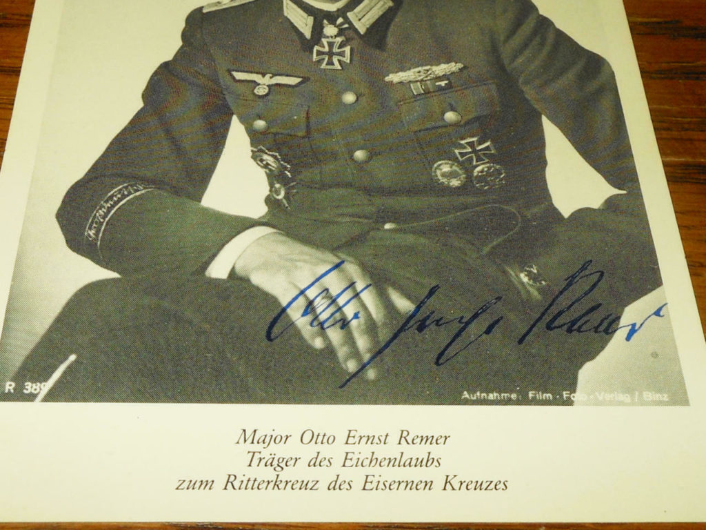 WW II German – MAJOR GENERAL OTTO ERNST REMER – SIGNED PHOTO – NICE!