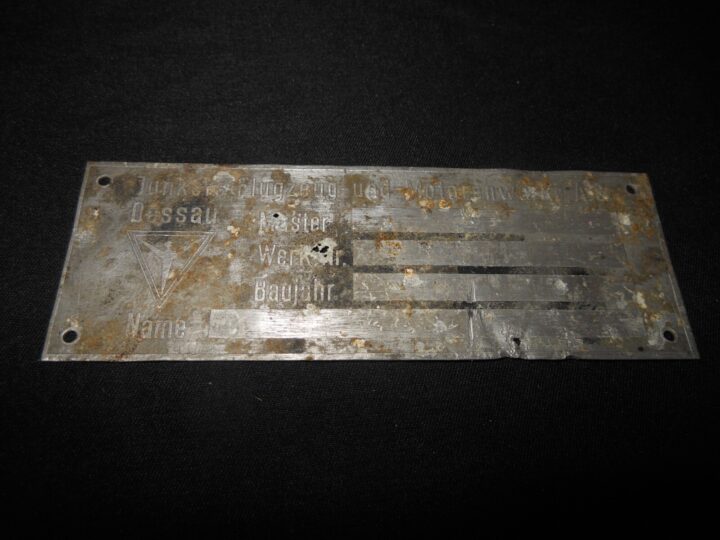 WW2 German Luftwaffe Typenschild - JUNKERS AIRCRAFT DATA PLATE - Ju87 Ju88 NICE! - Image 3