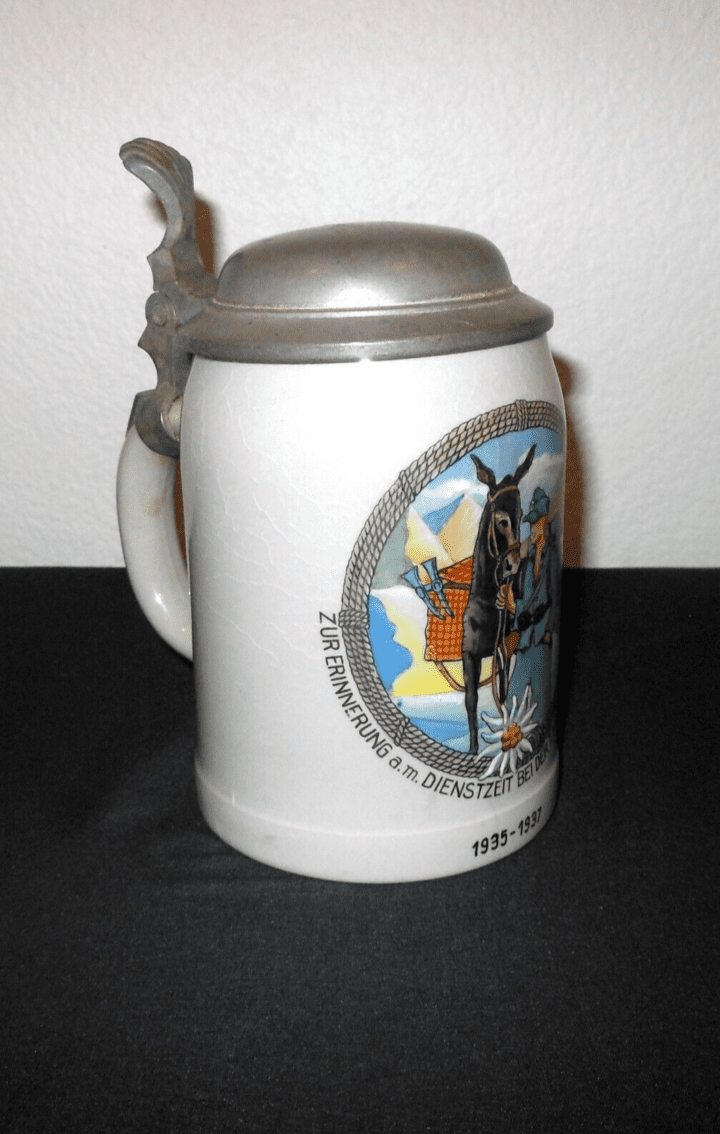 WW2 German Wehrmacht - GEBIRGSJAEGER PRESENTATION AWARD TANKARD / STEIN - NAMED! - Image 4