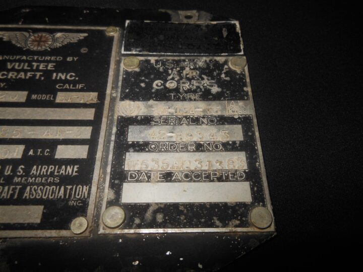 WW2 US Army Aircraft - MAIN DATA PLATE SET - BT-13 VULTEE VALIANT - VERY RARE! - Image 5