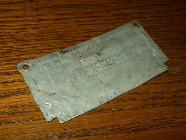 WW II German Aircraft - FUSELAGE DATA PLATE - Ju88 - RUSSIAN FRONT - NICE!