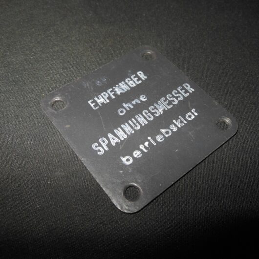 WW II German LW WH KM FuG Funkgerat - RADIO DATA PLATE #11 - TORN KWE PANZER