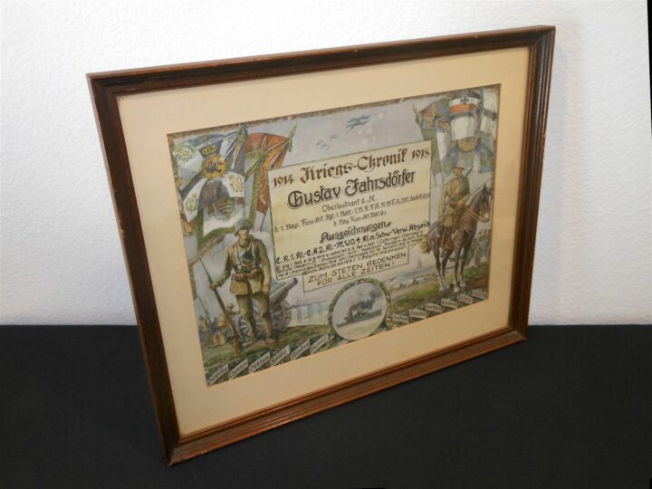 WW1 Prussian Army - NAMED PRESENTATION SERVICE CERTIFICATE - ARTILLERY - V. NICE