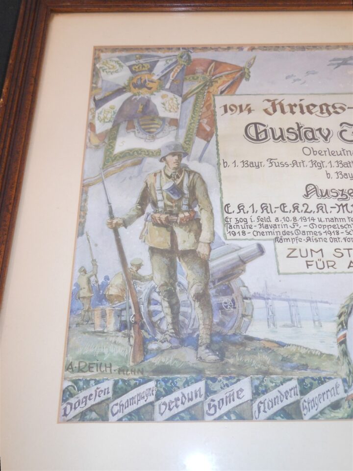 WW1 Prussian Army - NAMED PRESENTATION SERVICE CERTIFICATE - ARTILLERY - V. NICE - Image 9