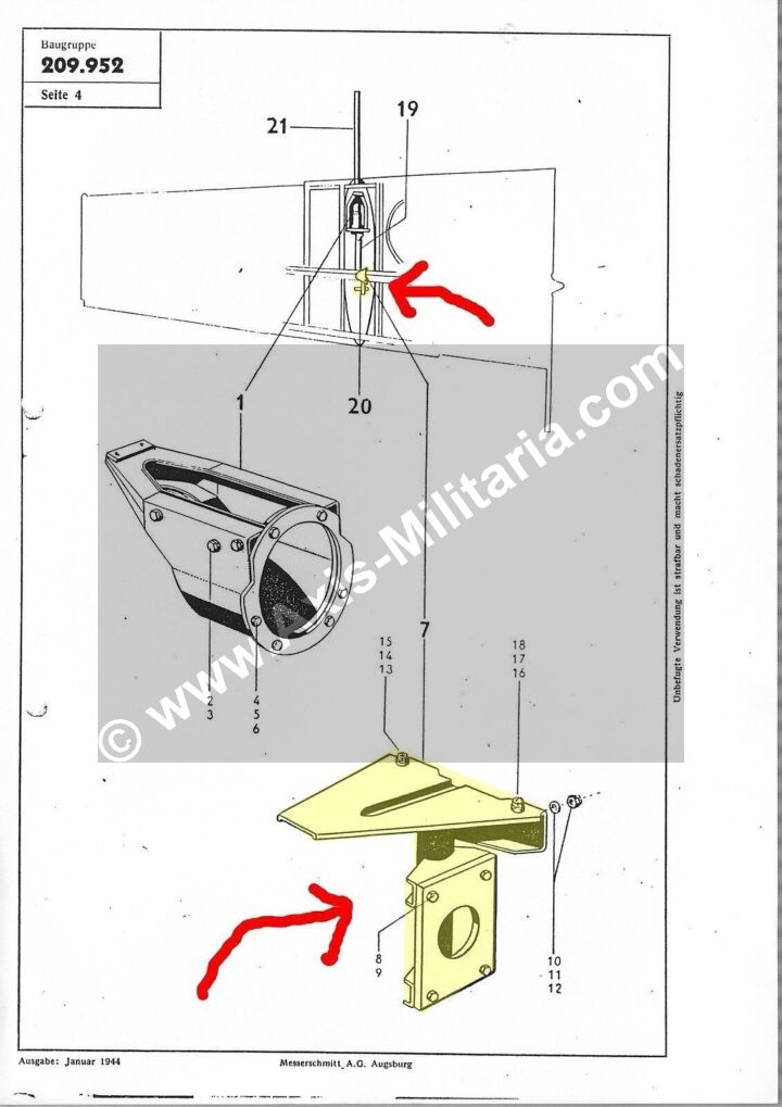 WW2 German Luftwaffe Aircraft - 20mm MG151/20 GONDOLA SUPPORT BRACKET - Me109 - Image 13