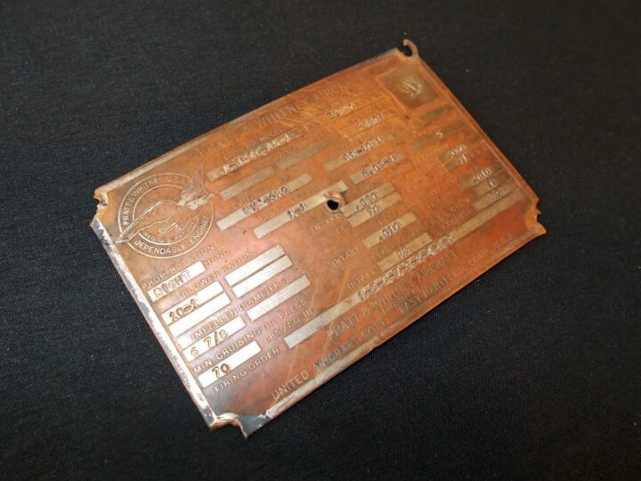 WW2 US Navy Aircraft - MAIN ENGINE DATA PLATE w/ LOG BOOK - SNJ-5 - NICE! - Image 3