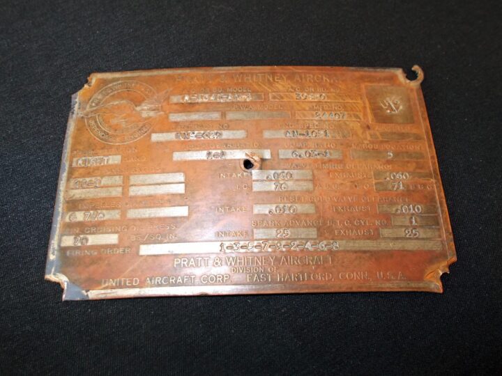 WW2 US Navy Aircraft - MAIN ENGINE DATA PLATE w/ LOG BOOK - SNJ-5 - NICE! - Image 4