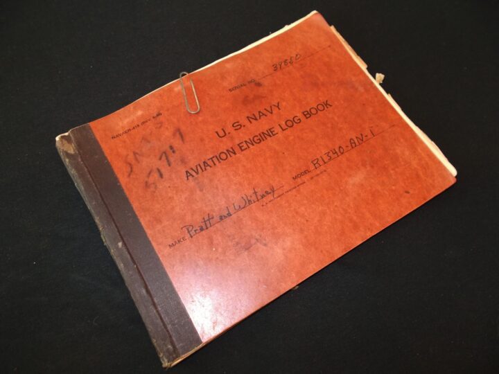 WW2 US Navy Aircraft - MAIN ENGINE DATA PLATE w/ LOG BOOK - SNJ-5 - NICE! - Image 5