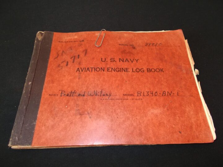 WW2 US Navy Aircraft - MAIN ENGINE DATA PLATE w/ LOG BOOK - SNJ-5 - NICE! - Image 6