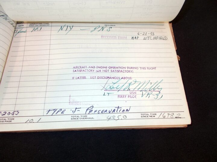 WW2 US Navy Aircraft - MAIN ENGINE DATA PLATE w/ LOG BOOK - SNJ-5 - NICE! - Image 10