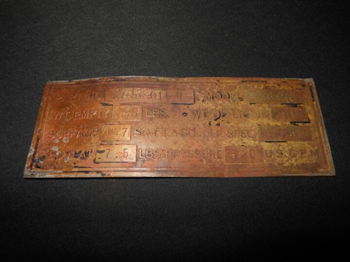 WW2 USAAF Army Aircraft - ENGINE DATA PLATE - ALLISON V-1710 - P-40 E WARHAWK - Image 3