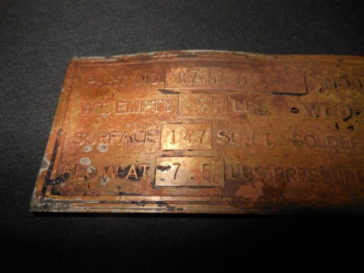 WW2 USAAF Army Aircraft - ENGINE DATA PLATE - ALLISON V-1710 - P-40 E WARHAWK - Image 5