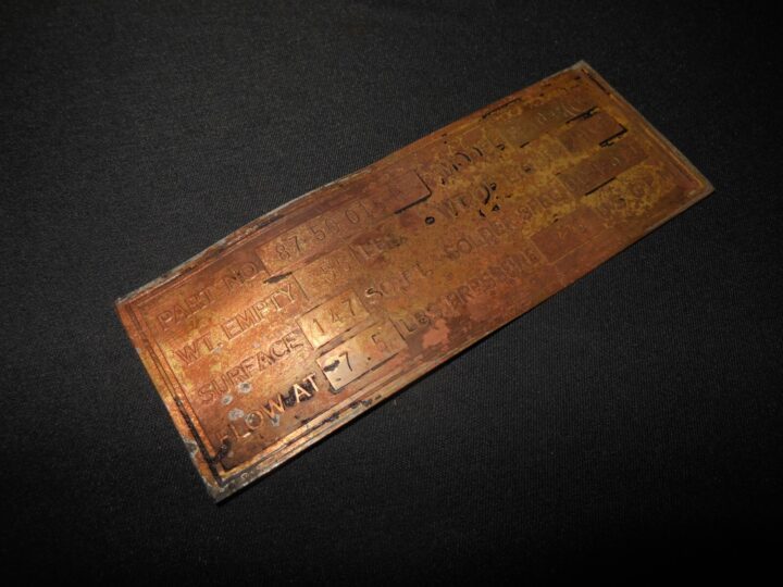 WW2 USAAF Army Aircraft - ENGINE DATA PLATE - ALLISON V-1710 - P-40 E WARHAWK